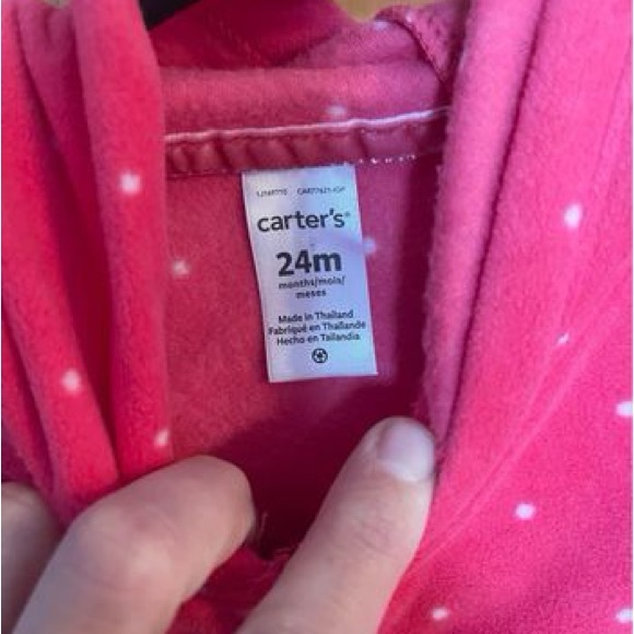 New With Tags, Girls 24 Month Carter’s Long Sleeve Fleece Hoodie - Picture 3 of 3